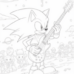 Super Sonic playing a space guitar