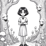 Wednesday Addams in a magical forest