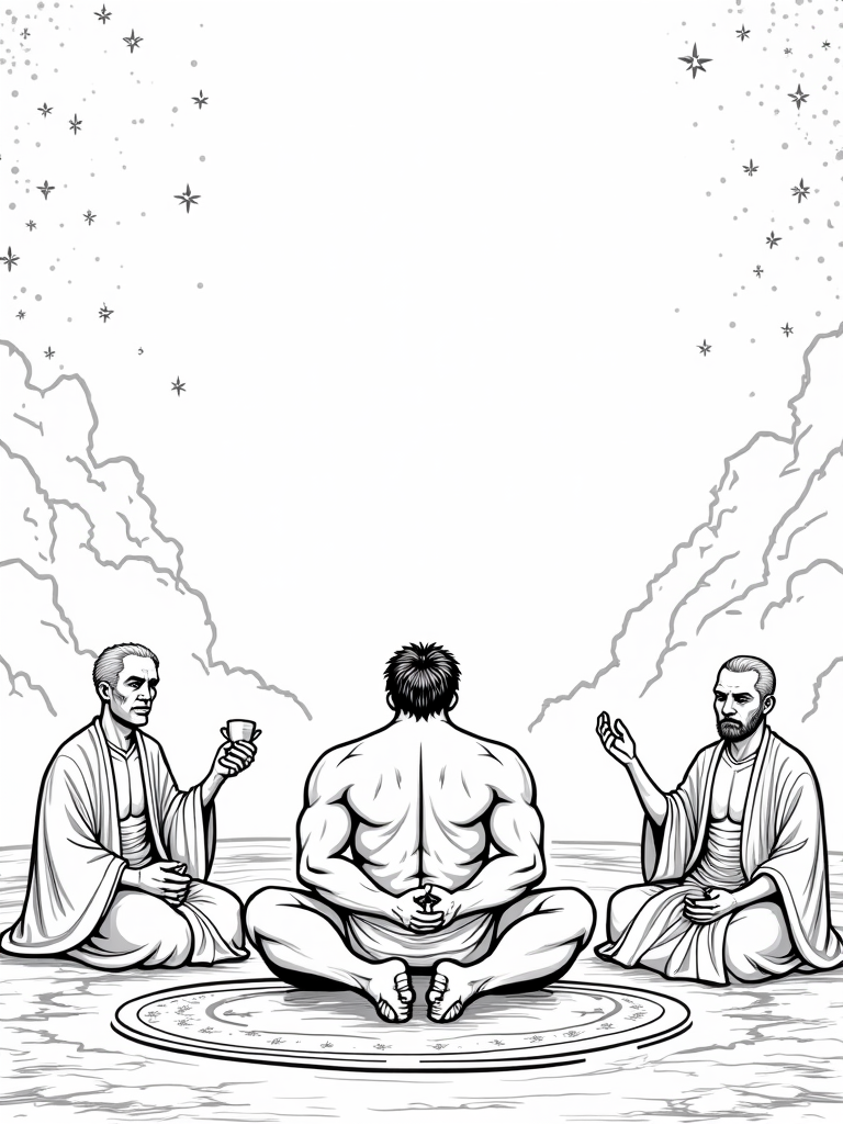 Hulk tea ceremony with alien elders coloring pages