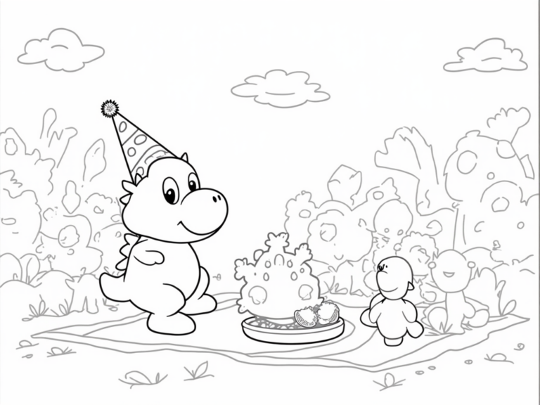 Yoshi’s garden party coloring pages