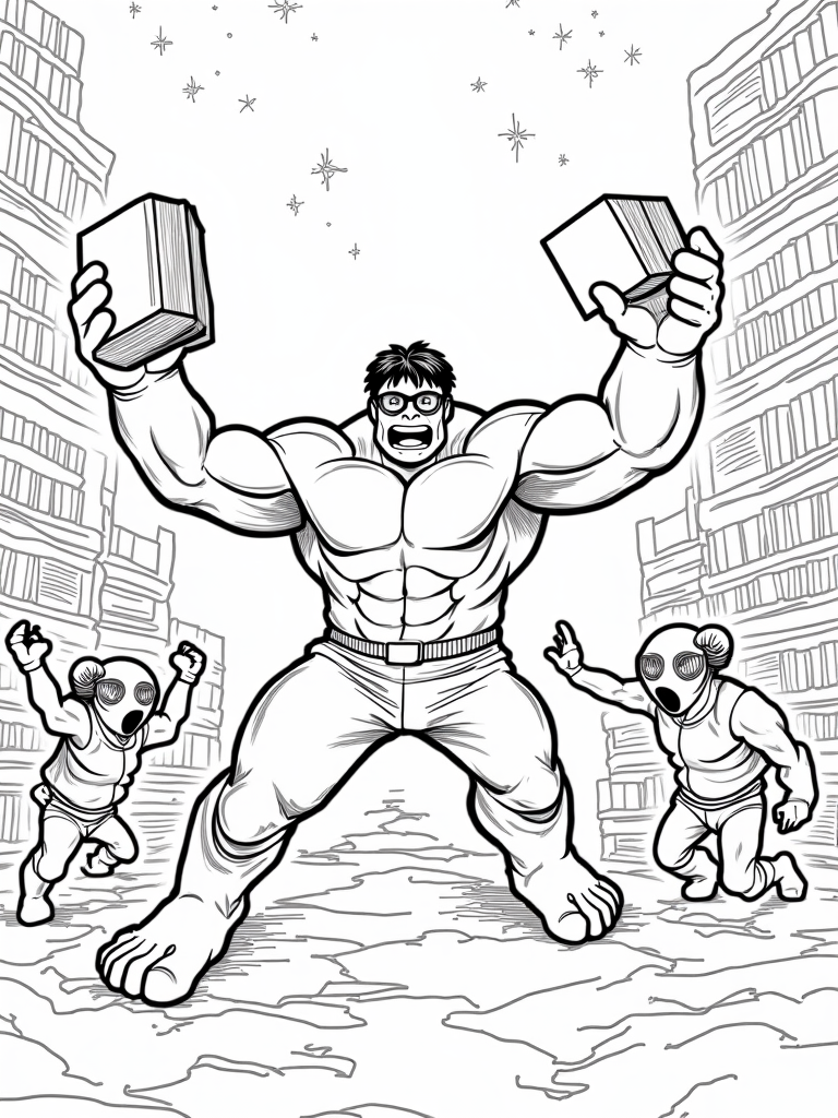 Hulk the librarian in a book battle
