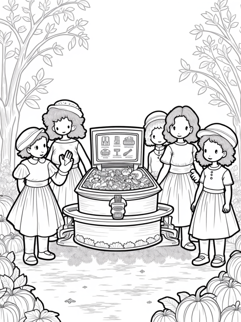 Thanksgiving time capsule gathering coloring pages