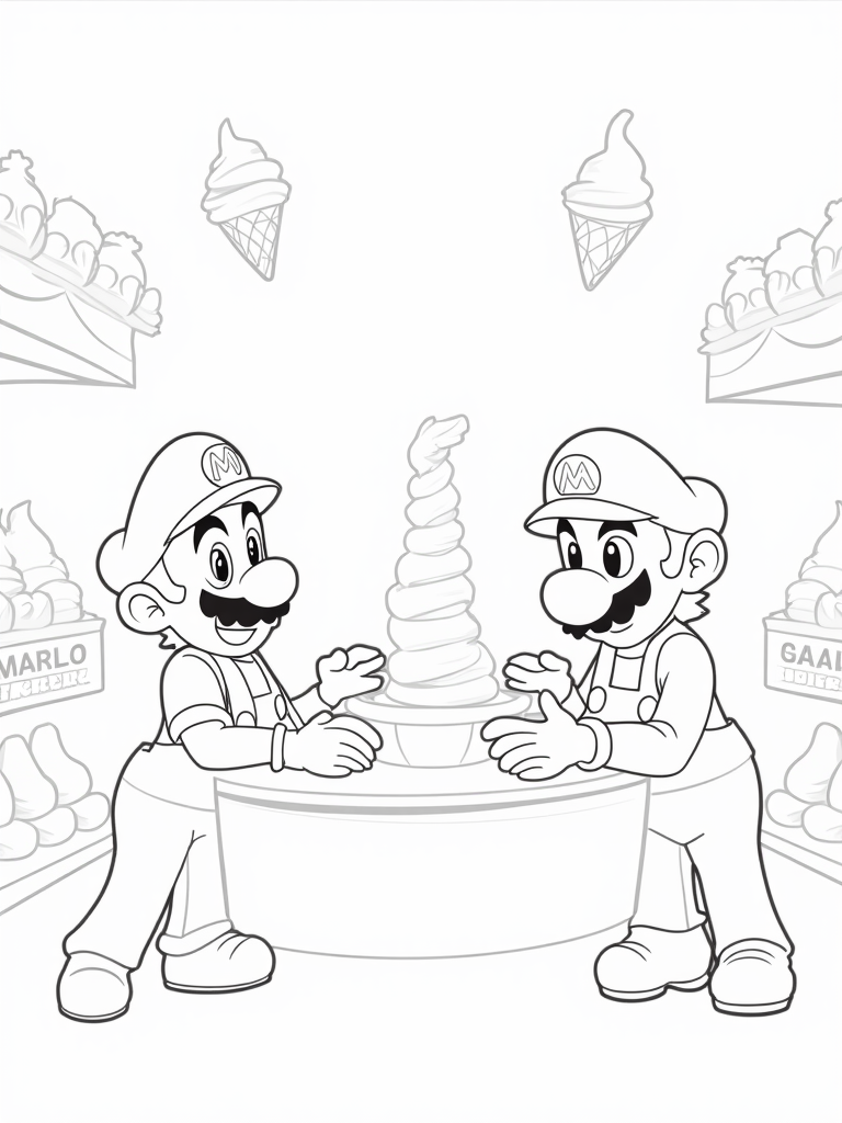 Mario and Luigi ice cream parlor