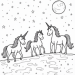 Unicorns navigating a celestial maze