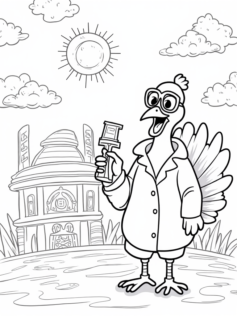 Turkey in the weather observatory coloring pages