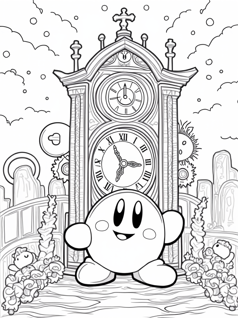 Kirby in the clock tower