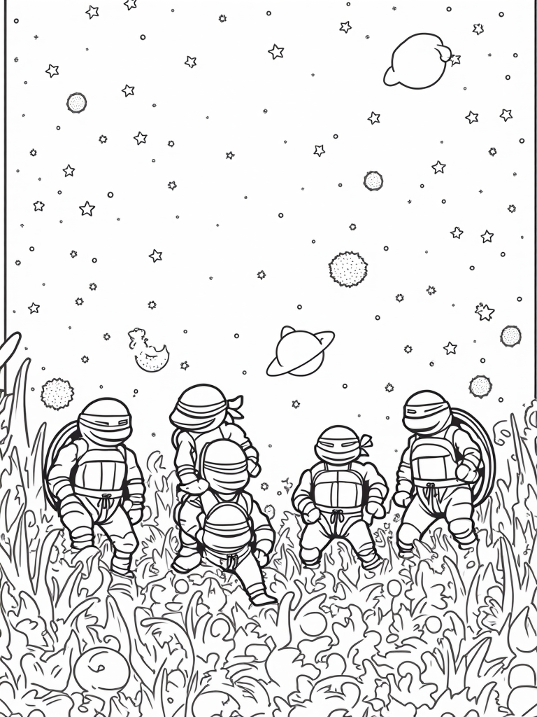 Teenage Mutant Ninja Turtles cosmic farm coloring pages