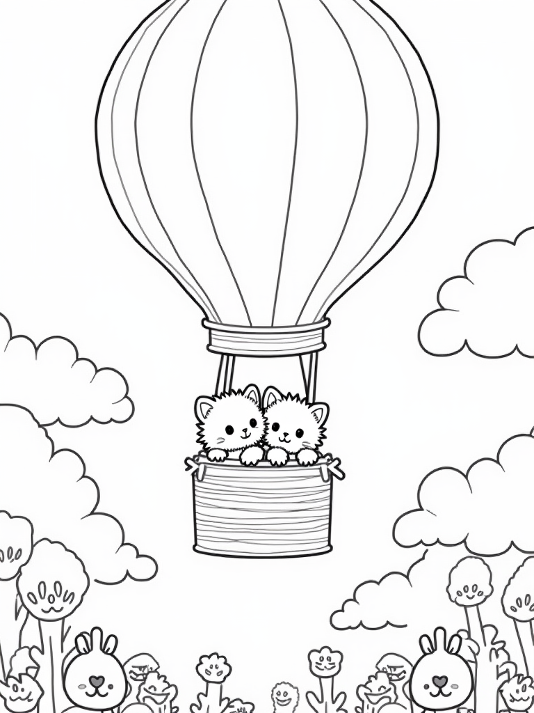 Kittens in a hot air balloon