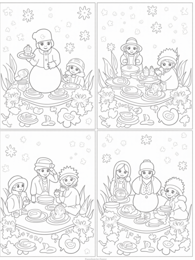 Thanksgiving through the seasons coloring pages