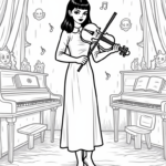 Wednesday Addams in the haunted music room