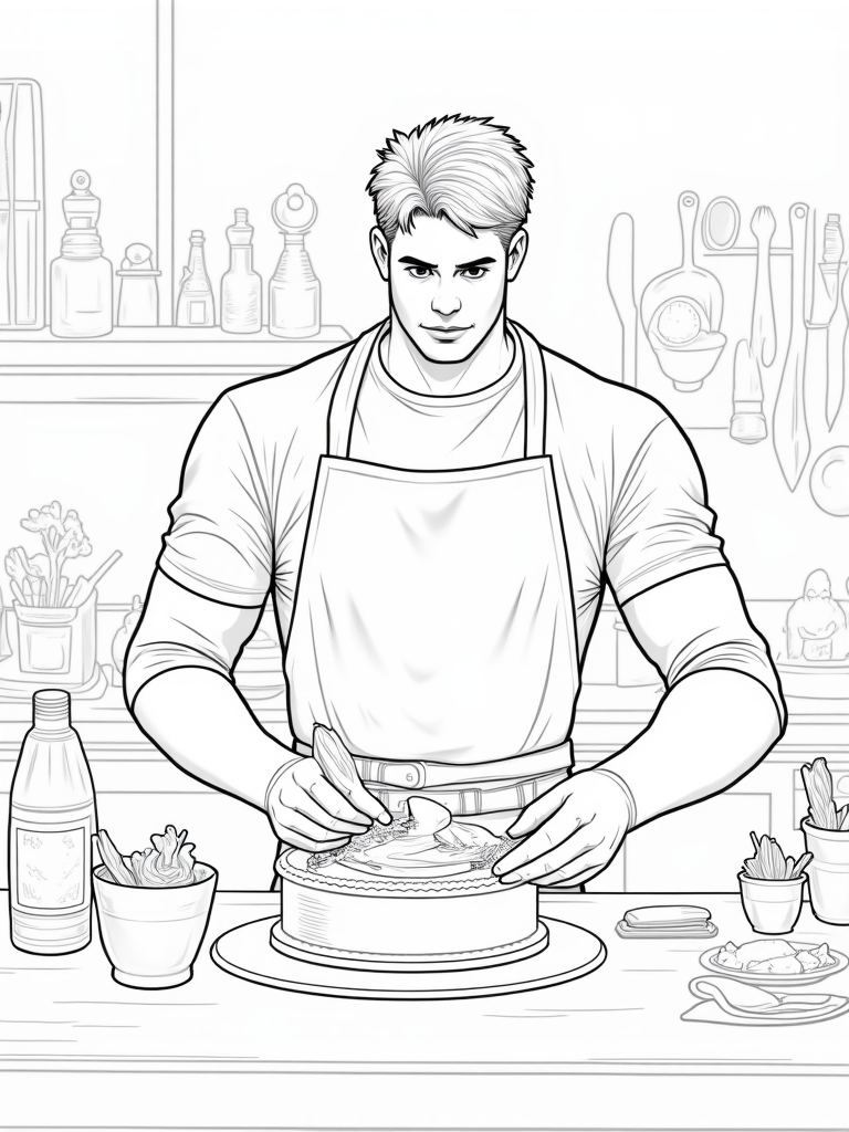 Captain America baking a cake
