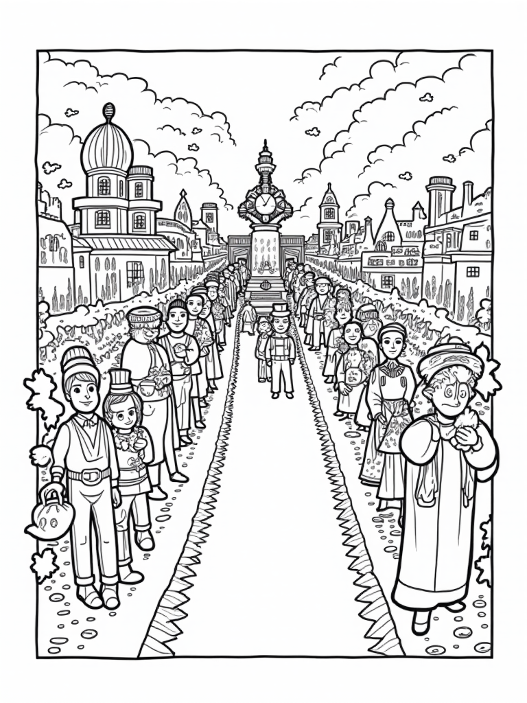 Thanksgiving parade of inventions coloring pages