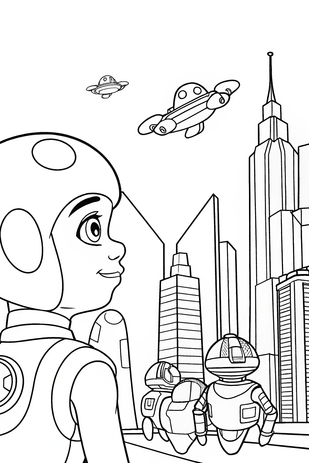 Yoshi in a futuristic city