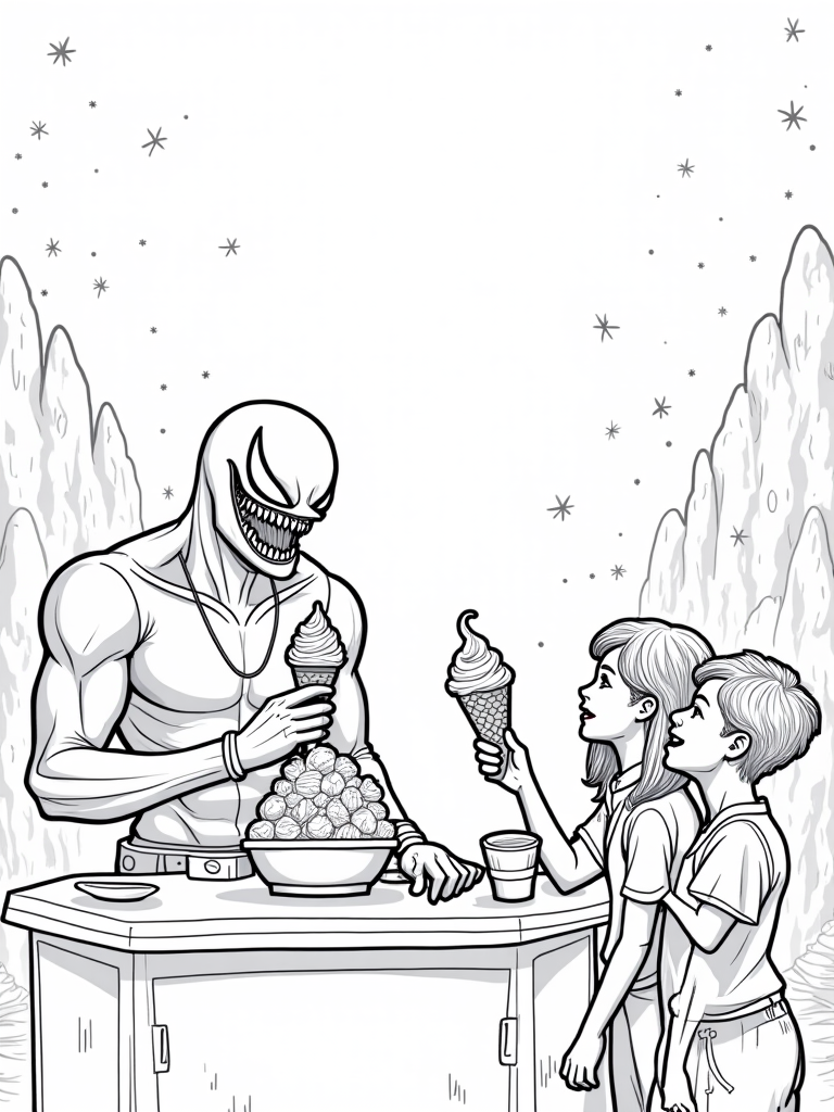Venom serving ice cream coloring pages