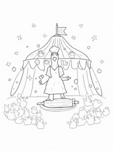 A coloring page of Turkey chef juggling fruits
