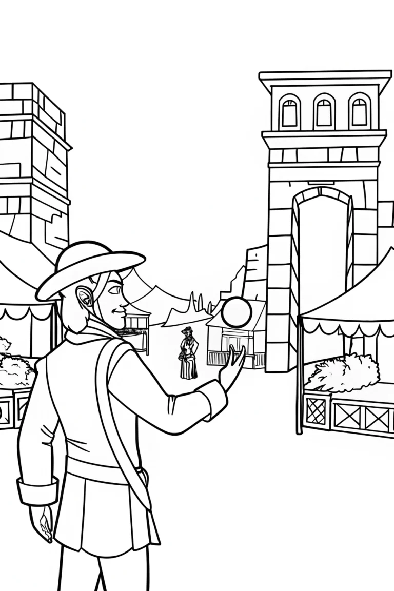 Venom exploring an ancient marketplace coloring pages