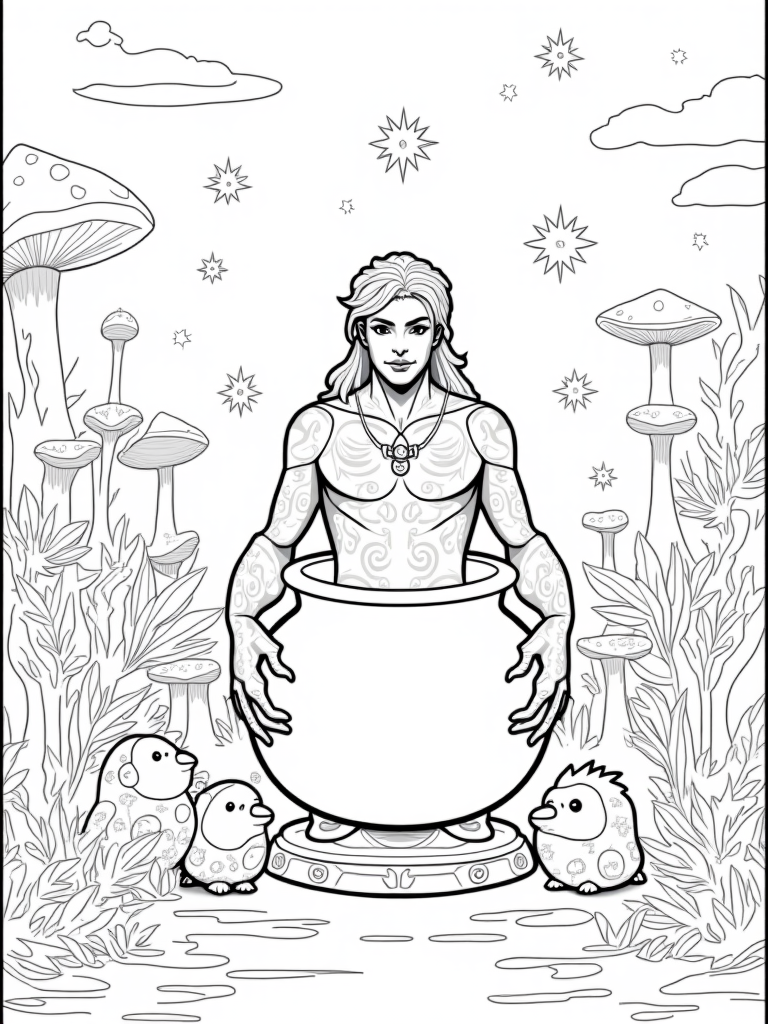 Venom’s magical potion quest coloring pages