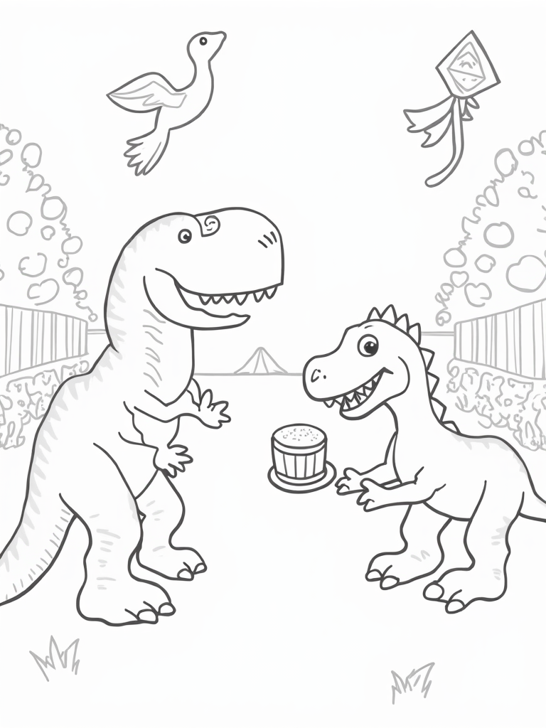 T-Rex enjoying a pie at a fair