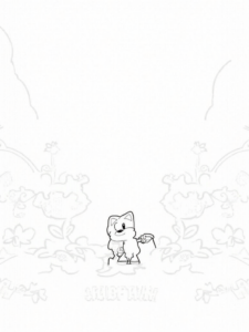 A coloring page of Super Sonic gardening on an alien planet