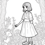 Wednesday Addams in a shadow garden
