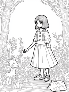 Wednesday Addams in a shadow garden