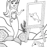 Little mermaid art gallery scene
