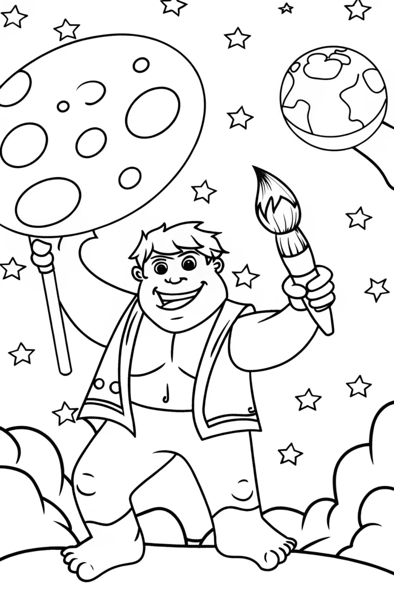 Hulk painting a cosmic mural coloring pages