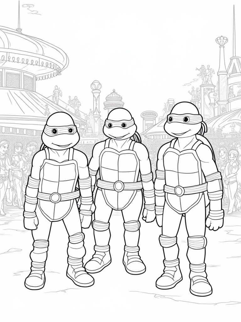 Teenage Mutant Ninja Turtles amusement park coloring pages