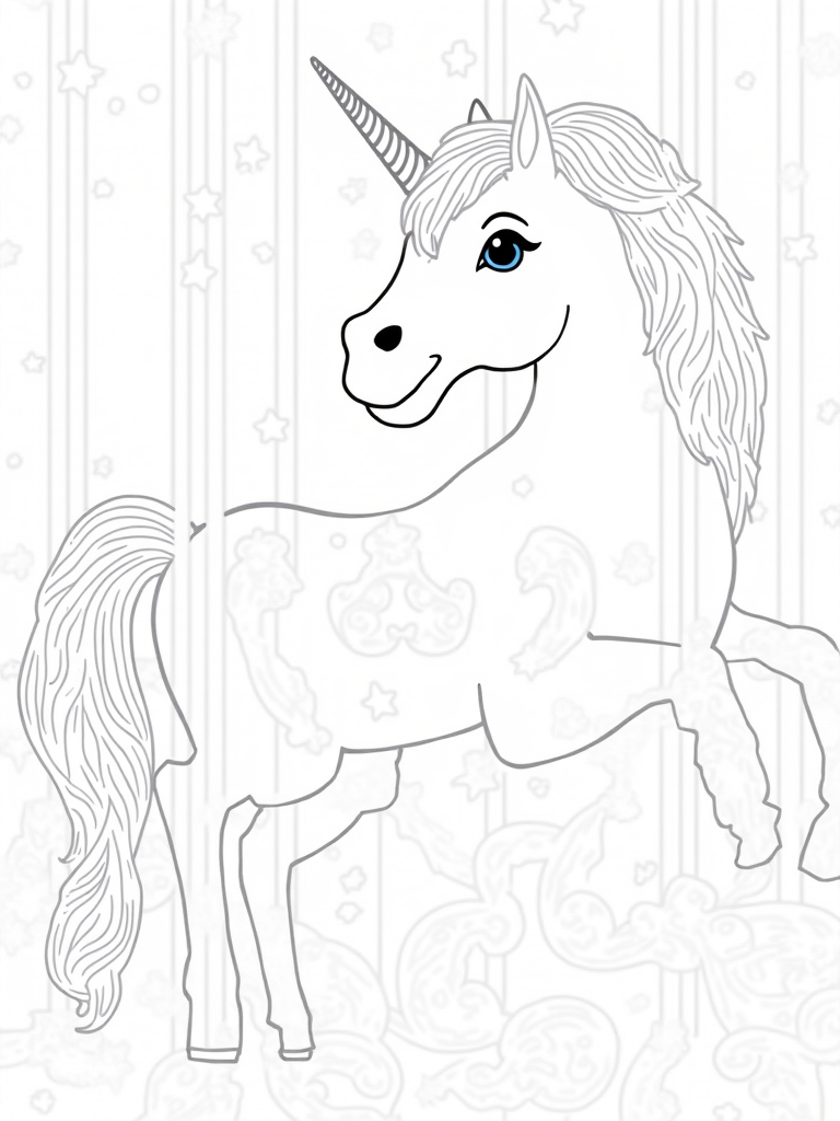 Unicorn at the magical carousel coloring pages