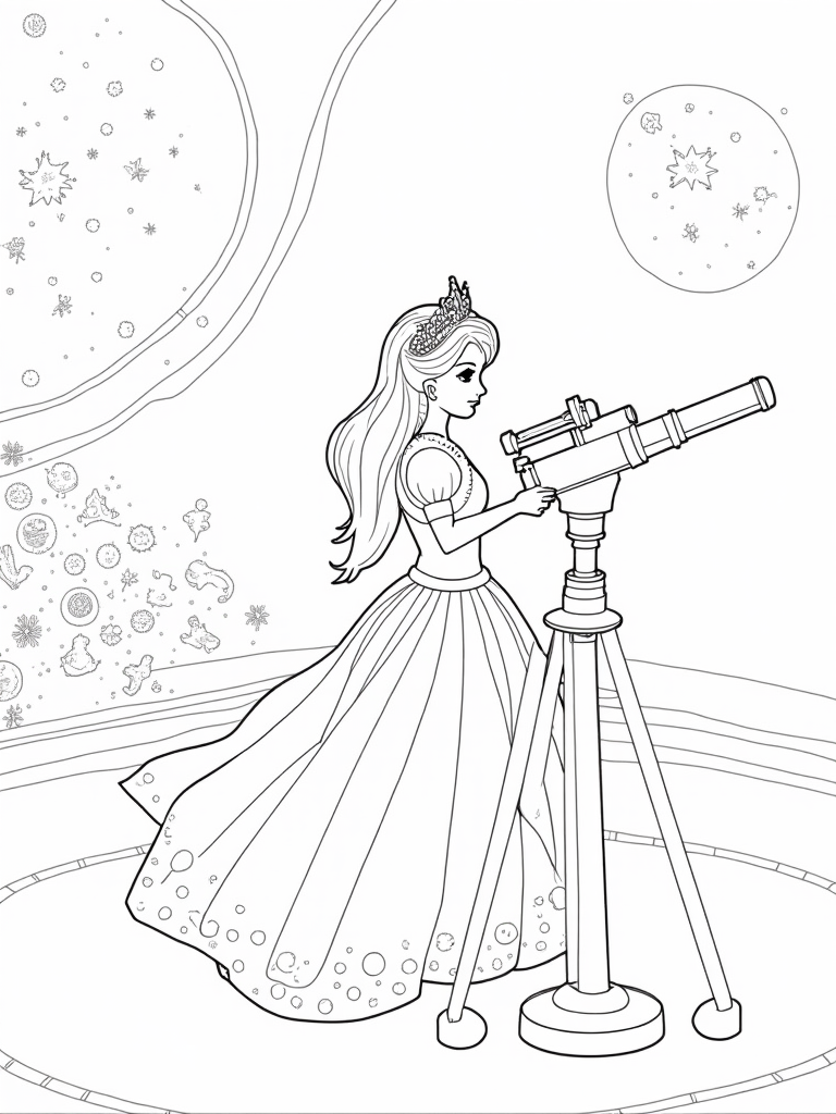 Princess looking through a telescope