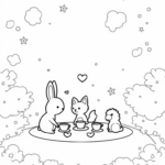 Tea party with rabbit and fox