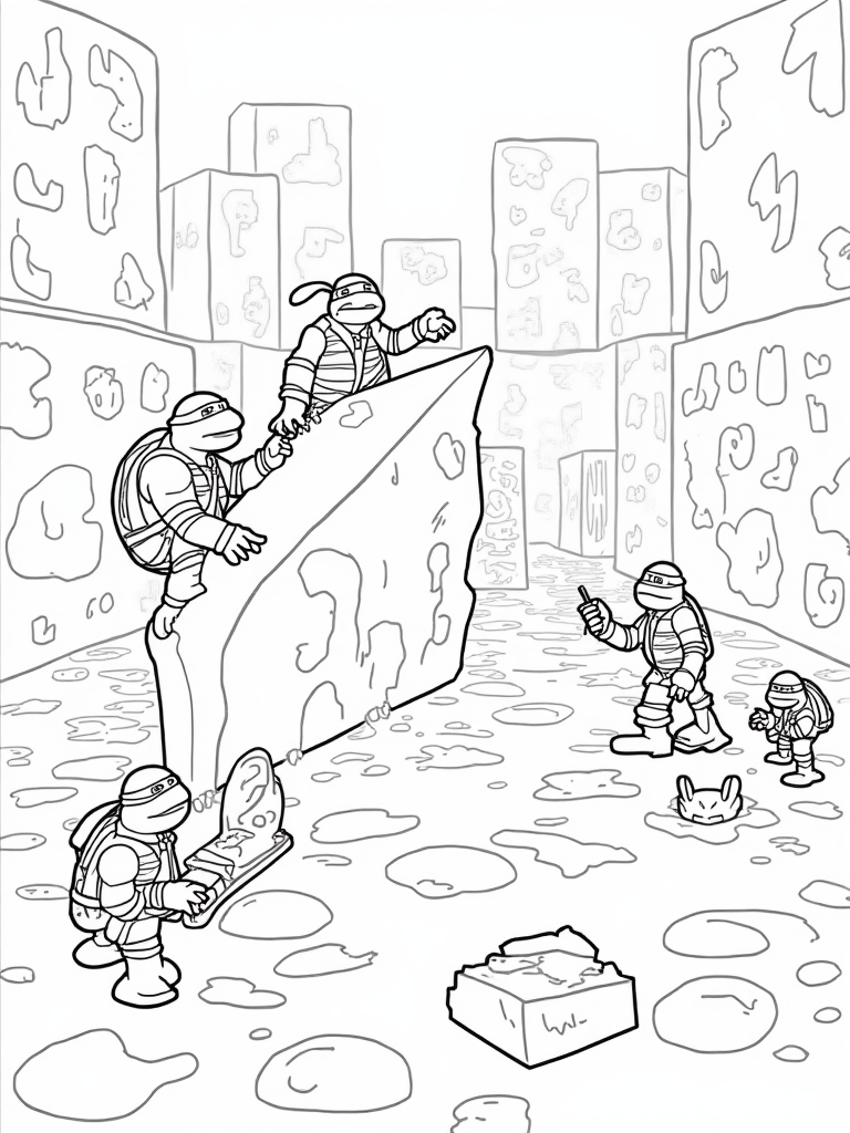 Teenage Mutant Ninja Turtles cheese maze coloring pages