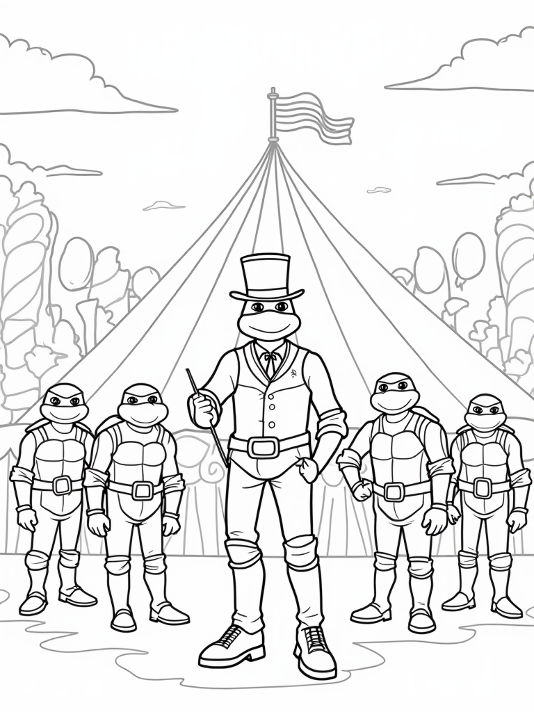 Teenage Mutant Ninja Turtles circus coloring pages