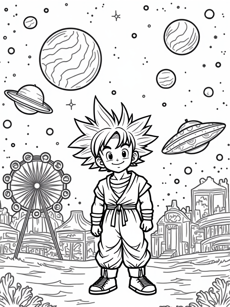 Goku at a space carnival