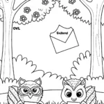 Owl and squirrel love letter exchange