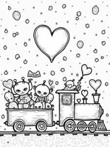 Heart-shaped train in space