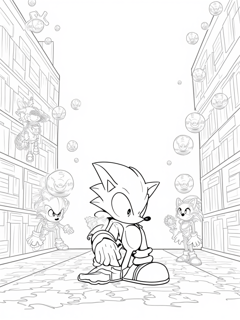 Super Sonic solving a cosmic puzzle coloring pages
