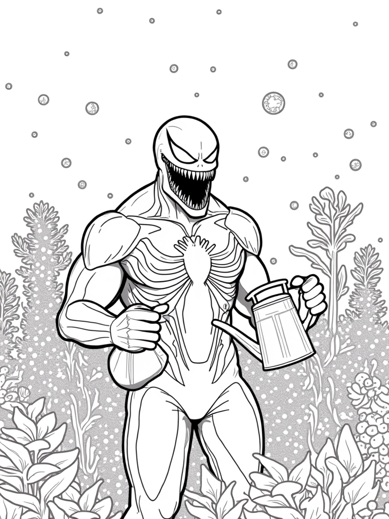 Venom’s gardening competition coloring pages