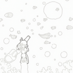 Mermaid astronomer charting stars