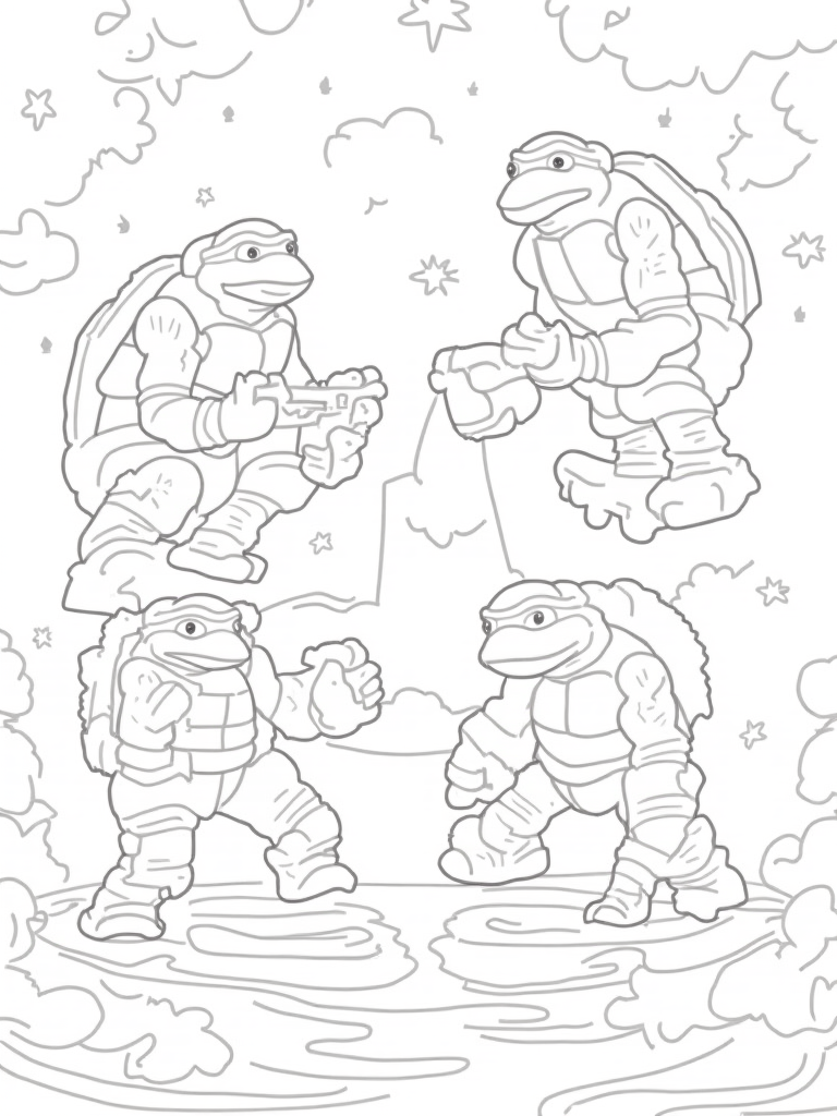 Teenage Mutant Ninja Turtles puzzle adventure coloring pages
