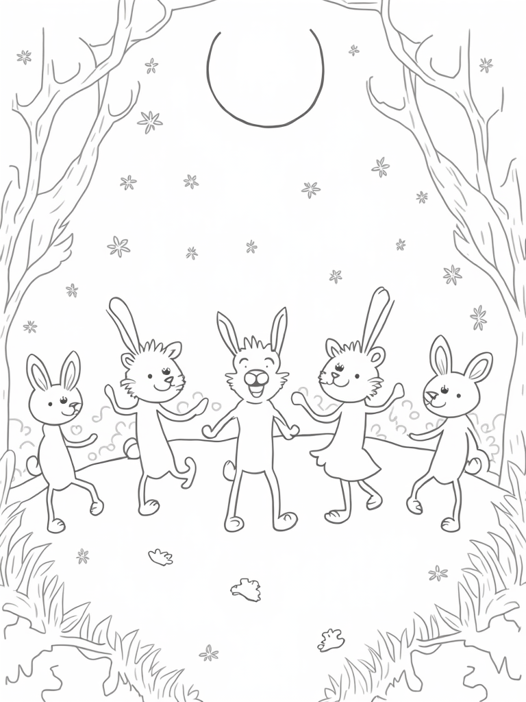Woodland creatures dancing