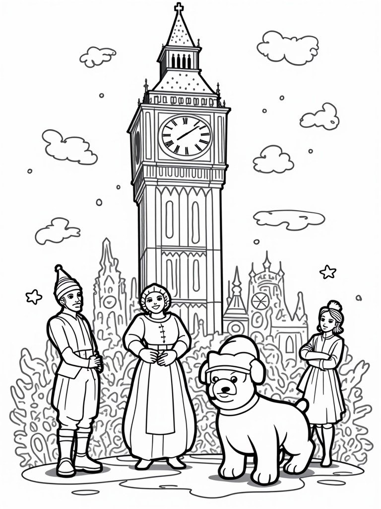 Puppy time traveler at the clock tower