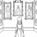 Wednesday Addams in a portrait gallery