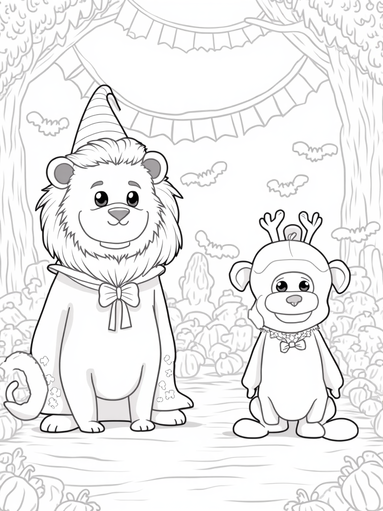 Lion and monkey Halloween party