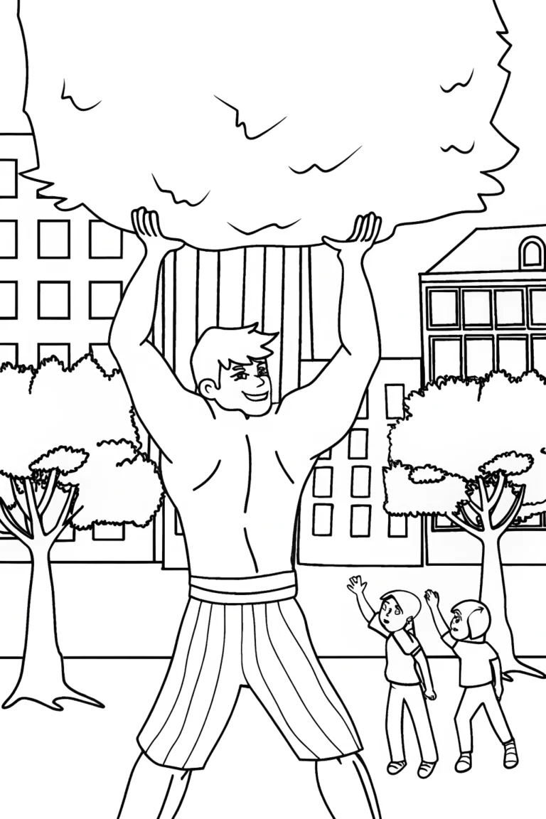 Hulk lifting trash in the city coloring pages