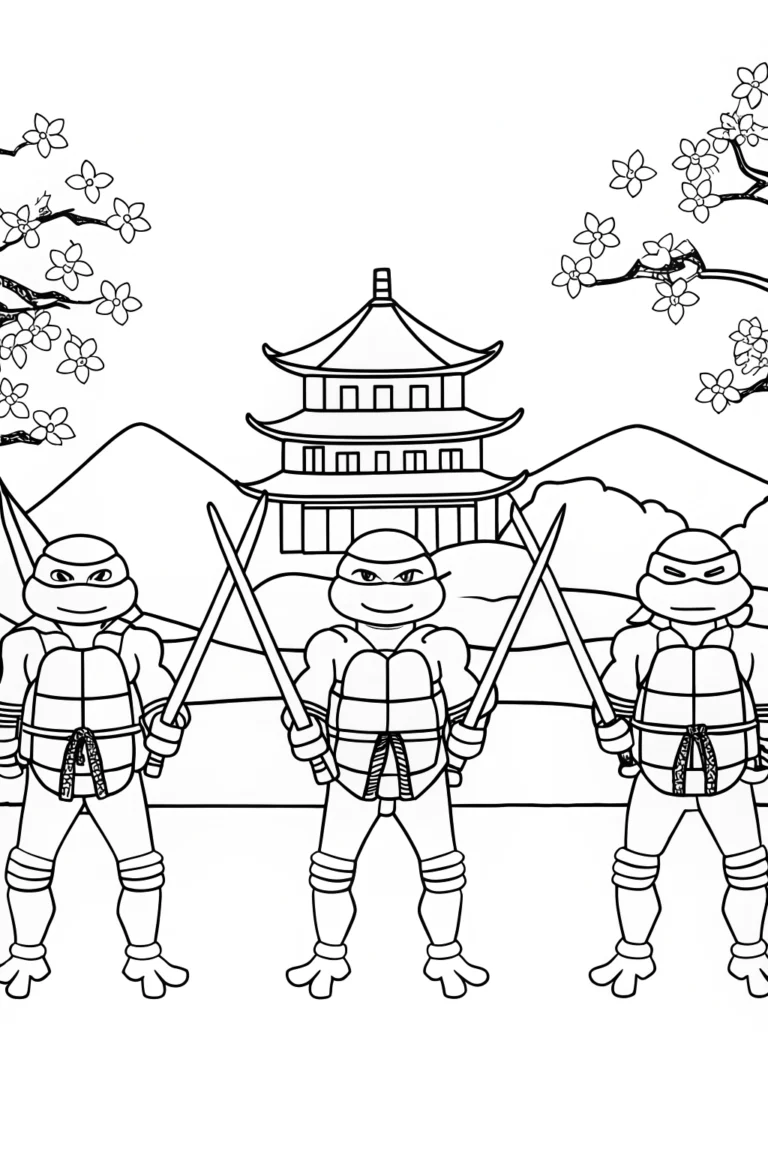 Ninja Turtles samurai duel coloring pages