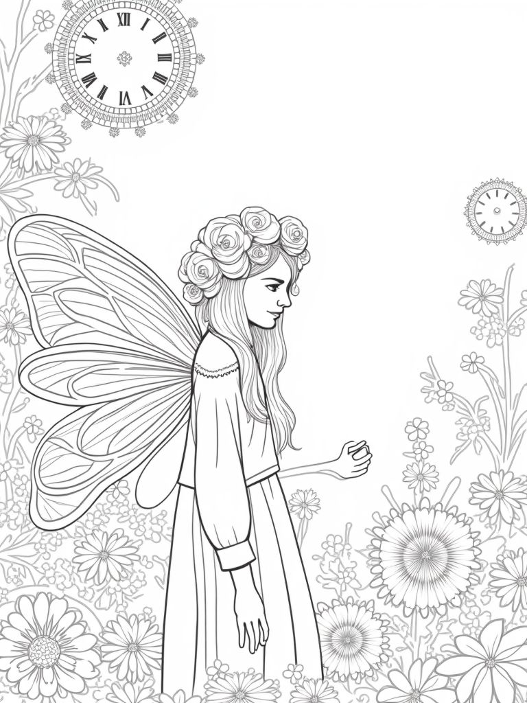 Fairy tending a magical garden