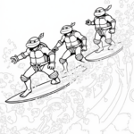 Teenage Mutant Ninja Turtles surfing