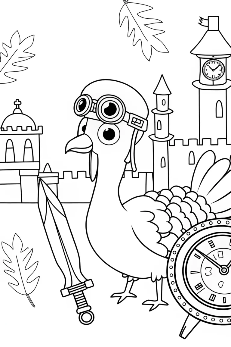 Turkey time traveler coloring page coloring pages
