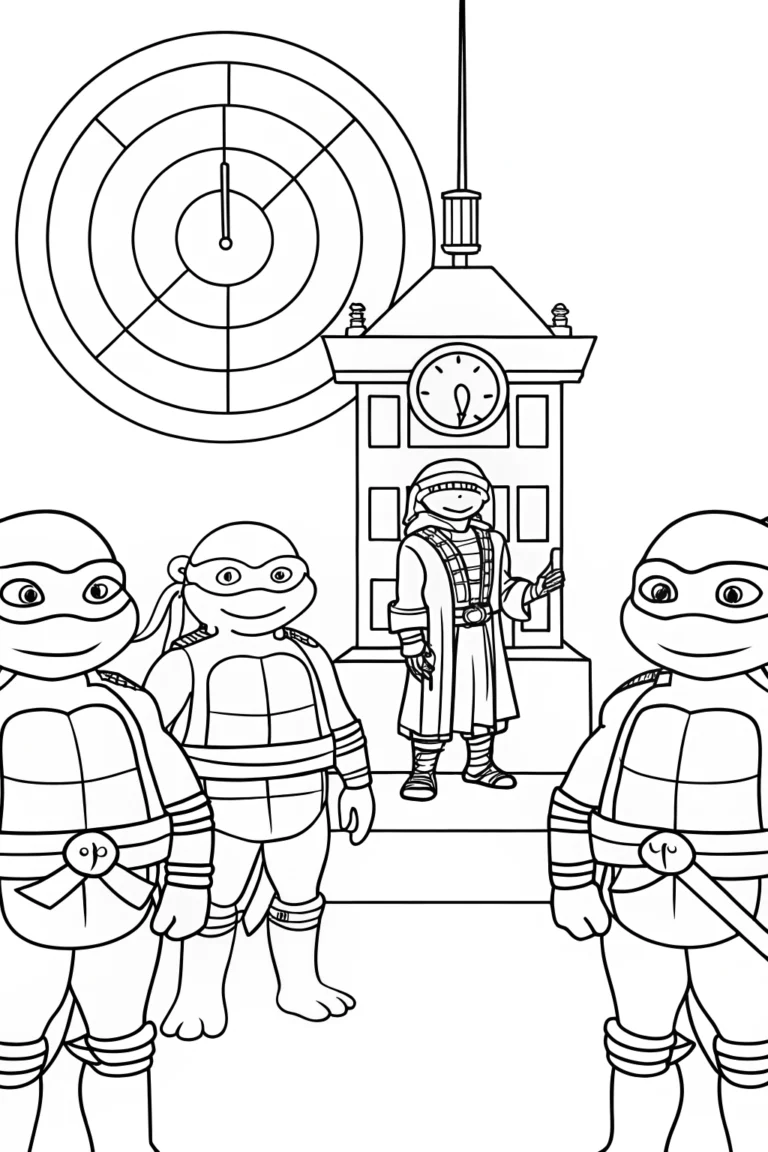 Ninja Turtles time travel adventure coloring pages